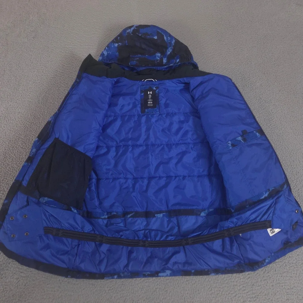 Under Armour Jacket Boys YXL Blue Steeze Eaze Storm Proof Camo Insulated Hooded
